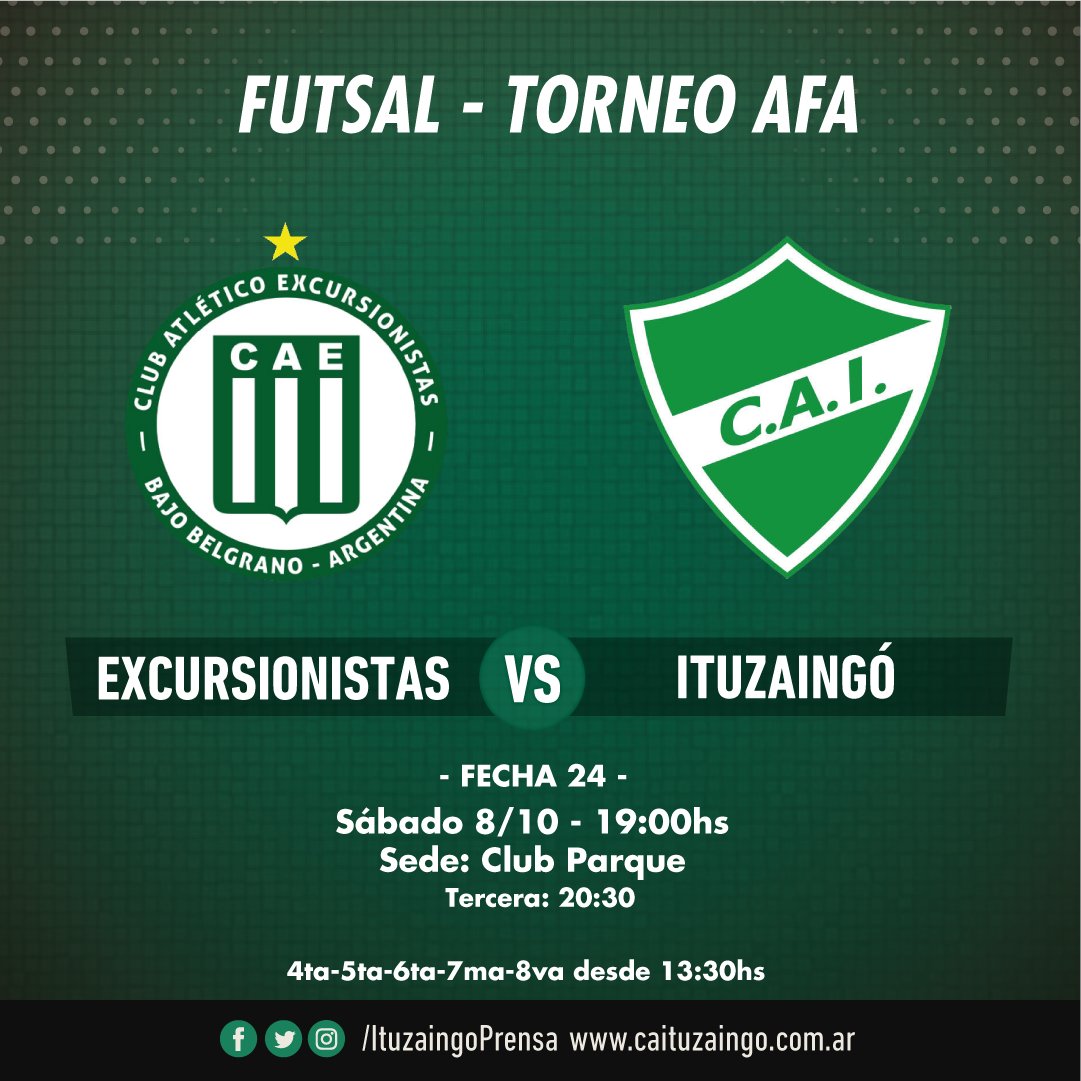 ⚽️ Este sábado visitamos a <a href="/ExcursioFutsal/">Excursio Futsal</a> por la fecha 24.

#VamosVerde 💚