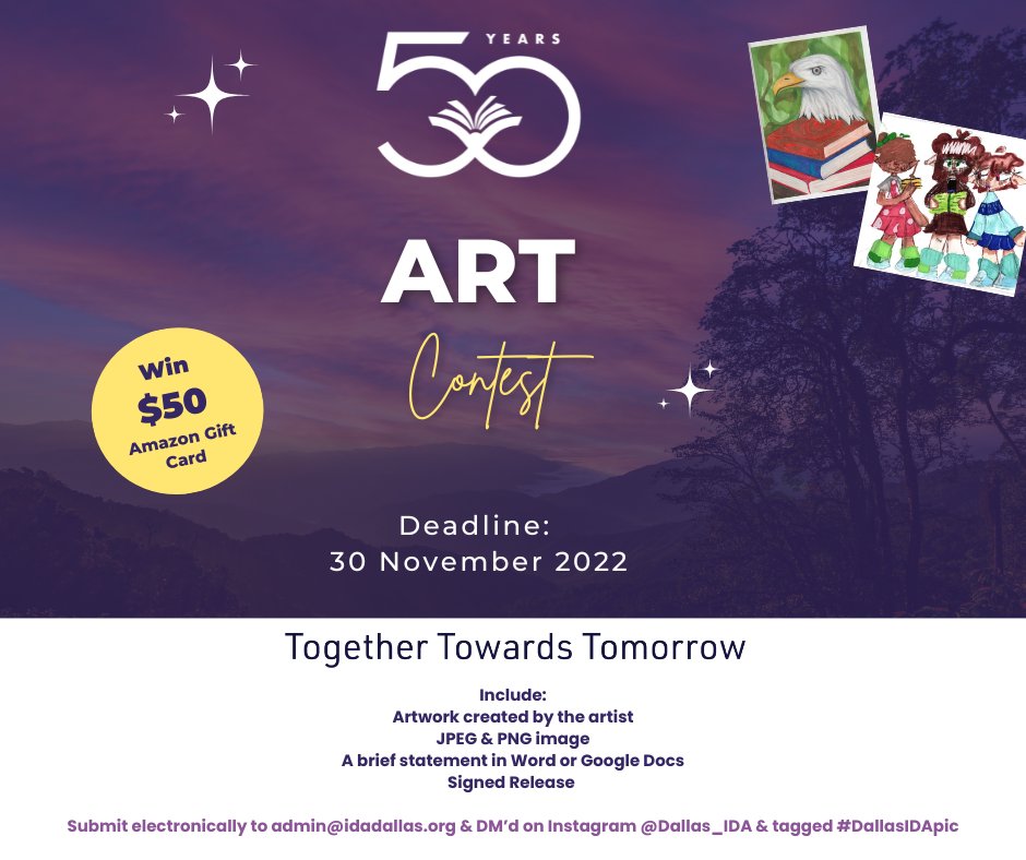 DallasIDA's tweet photo. The #TogetherTowardsTomorrow Dallas IDA Art 🎨 Contest is a perfect way to spread #dyslexiaawareness.
#untileveryonecanread 

For complete contest details visit https://t.co/TnyW7RCf6t https://t.co/dFfjptOefW