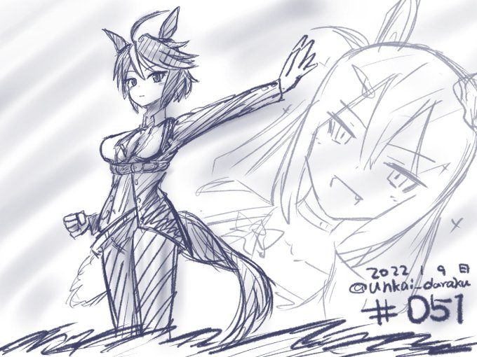 そしてこっちがウマ娘のスケベな寮長を某ヒゲガンダムぽい構図で描いたやつ。

今年の1月ごろの自分はちょっと頭ぶっ飛んでたと思う。 