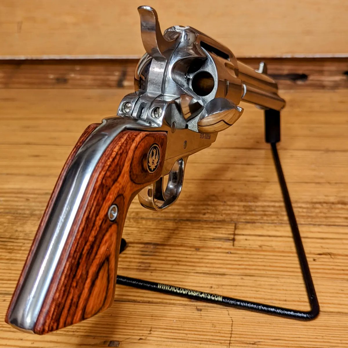 🦄 Yes believe your eyes. 🦄  That is a Brand New in the Box @rugerforum Vaquero 45 Colt High Gloss Stainless Steel w/4.62' Barrel & Hardwood Grips!!! As a Ruger Master Dealer we are able to get our hands on Unicorns like these!
#wheelgunwednesday 
#45colt 
#cowboyactionshooting
