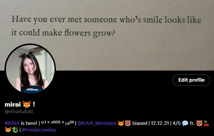 miraitutubi's tweet photo. Yes, I do. And it's #KAIA_SOPHIA's smile.

@KAIAOfficialPH #KAIA https://t.co/2sJ7YpIdpt