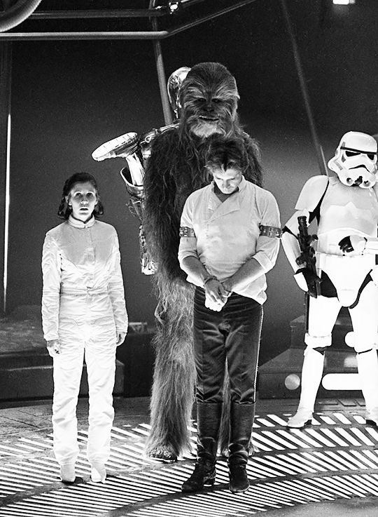 Carrie Fisher, Harrison Ford, and Peter Mayhew behind the scenes of the empire strikes back https://t.co/Ljcw0YTKgc