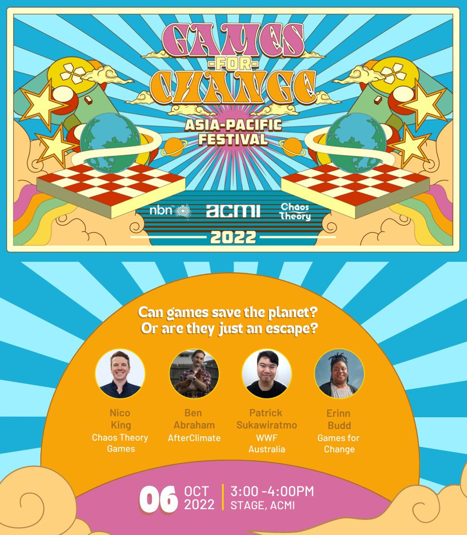 g4capac's tweet image. “Can games save the planet? Or are they just an escape?” #G4CAPAC panel is starting now! 

Excited to hear from @captain_polymer, @afterclimate, @WWF_streamers and @erinnjbudd 🎮✨

Live at ACMI and you can also join online here: hopin.com/events/games-f… #MIGW22