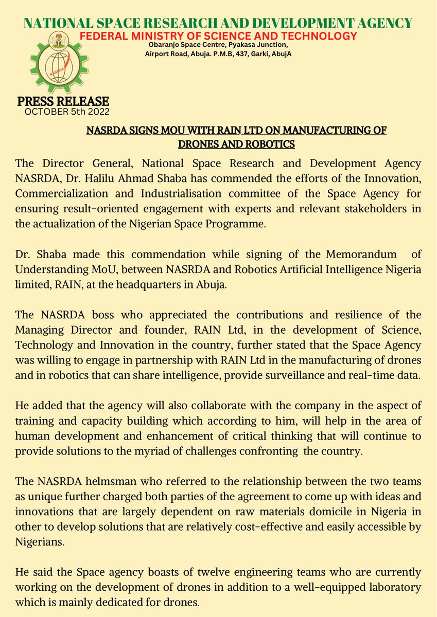 Media@NASRDA tweet media