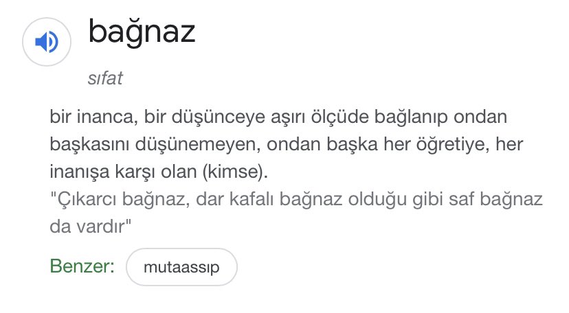 @sebastianhones @mgokdogann @BaturayOzdemir modern, dönemi ve hayat tarzını; bağnaz, kafa yapısını ifade ediyor. başka fikirlere, tercihlere tahammülü olmayana bağnaz deniyor ki modern olanı da çok var görüldüğü gibi;)