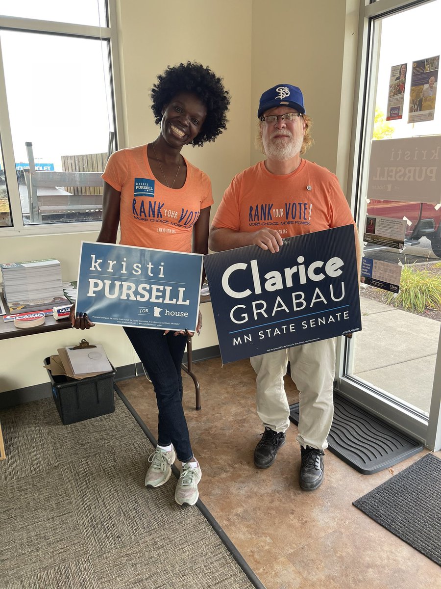 Huldah4House's tweet photo. FALL in Northfield is SPECTACULAR! Best part…doorknocking for some awesome candidates @Pursell4MNHouse and @ClariceMNSD58 who we desperately need at the Capital! Special thank you to @FairVoteMN for this partnership!
Vote now till Nov. 8 #StrongerTogether #fairvotemn #RCV https://t.co/VwHjq8xEts