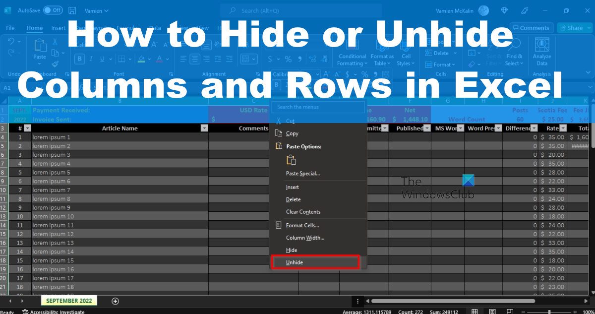 on Twitter "How to Hide or Unhide Columns and Rows in