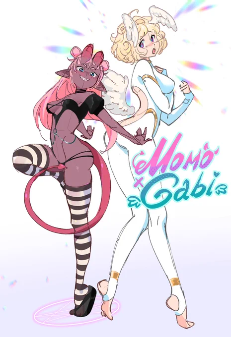 A cheeky succubus Momo and an clumsy angel Gabi, my new OC's idea to play with~ 