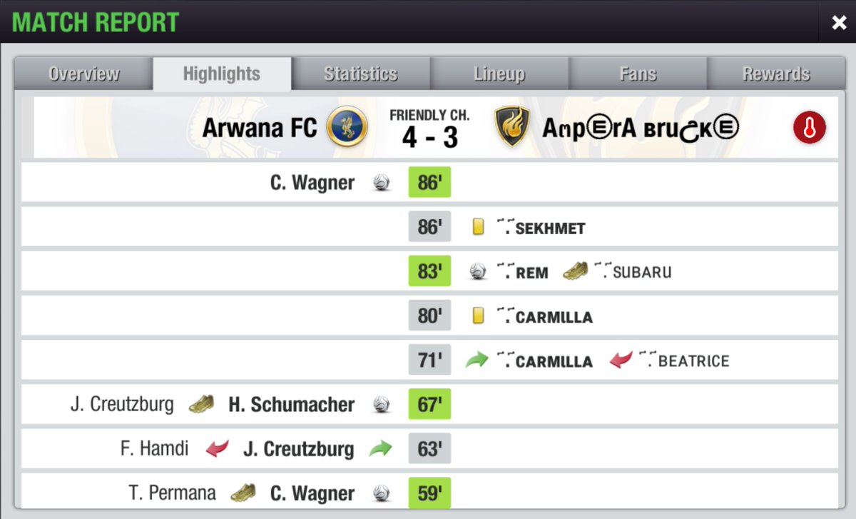 LIGA 1 <a href="/LigaTopEleven/">Liga Top Eleven Indonesia 🇮🇩</a> SEASON 21
Match 1️⃣9️⃣

Arwana FC 4-3 <a href="/SerdaduAmpera/">AMPERA-BRÜCKE_TE🇲🇨</a>
⚽⚽ H. Schumacher 16', 67'
⚽⚽ C. Wagner 59', 86'
-
⚽⚽ Ram 12', 41'
⚽ Rem 83'

Poin penuh dari sang juara bertahan.

#COYBD
#TopEleven
#LigaTopEleven
#Liga1S21