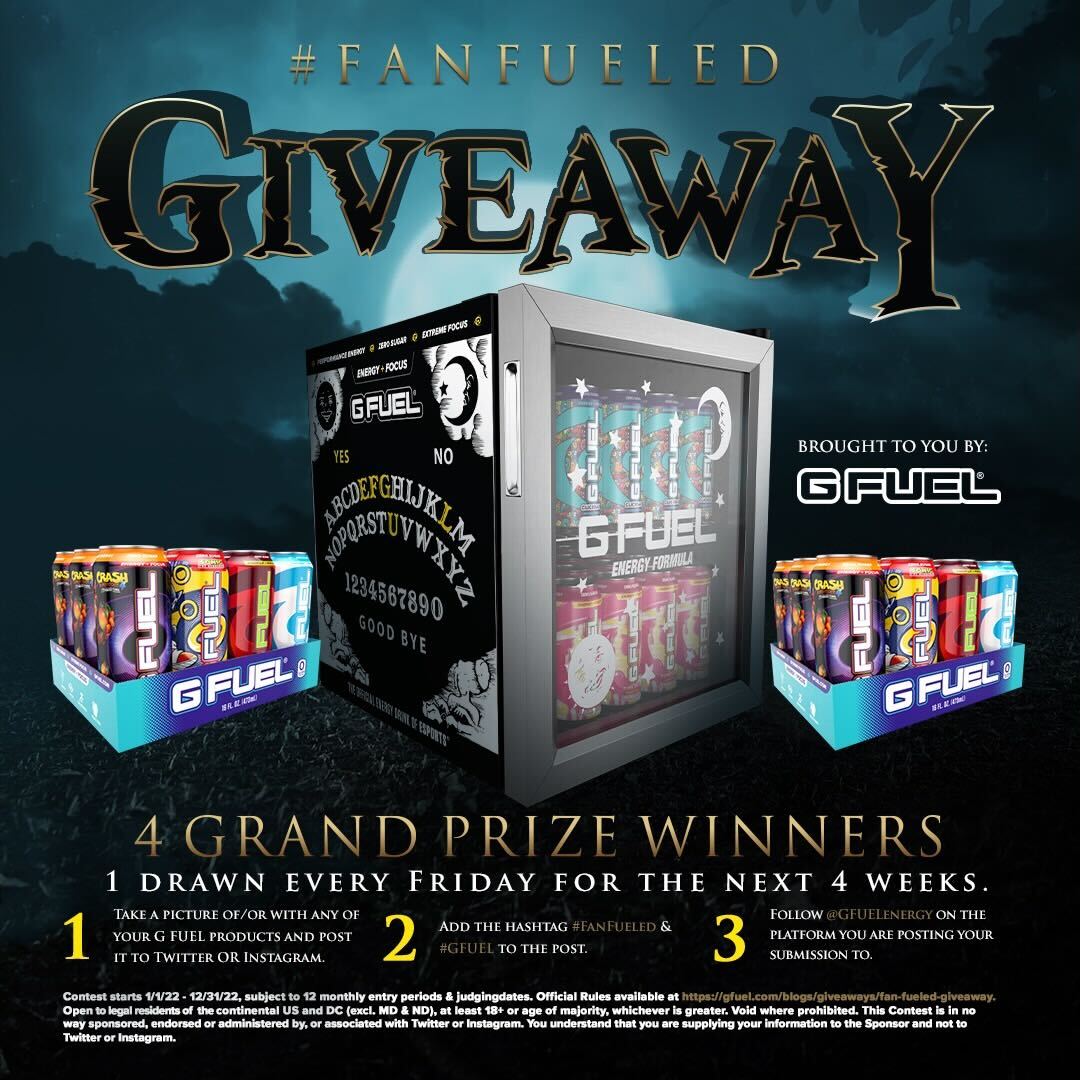 GFuelEnergy's tweet photo. 🌙 𝗚𝗜𝗩𝗘𝗔𝗪𝗔𝗬 𝗔𝗟𝗘𝗥𝗧: NEW MONTH! NEW #GFUEL FRIDGE GIVEAWAY! 1 of these babies is being GIVEN AWAY every week this month in honor of #FanFUELED!  

✨ The Week 1 winner will be picked this weekend btw! Good luck!

👀 𝗙𝗨𝗟𝗟 𝗗𝗘𝗧𝗔𝗜𝗟𝗦: https://t.co/gT7LEK8CYw https://t.co/7EsboXS6FW