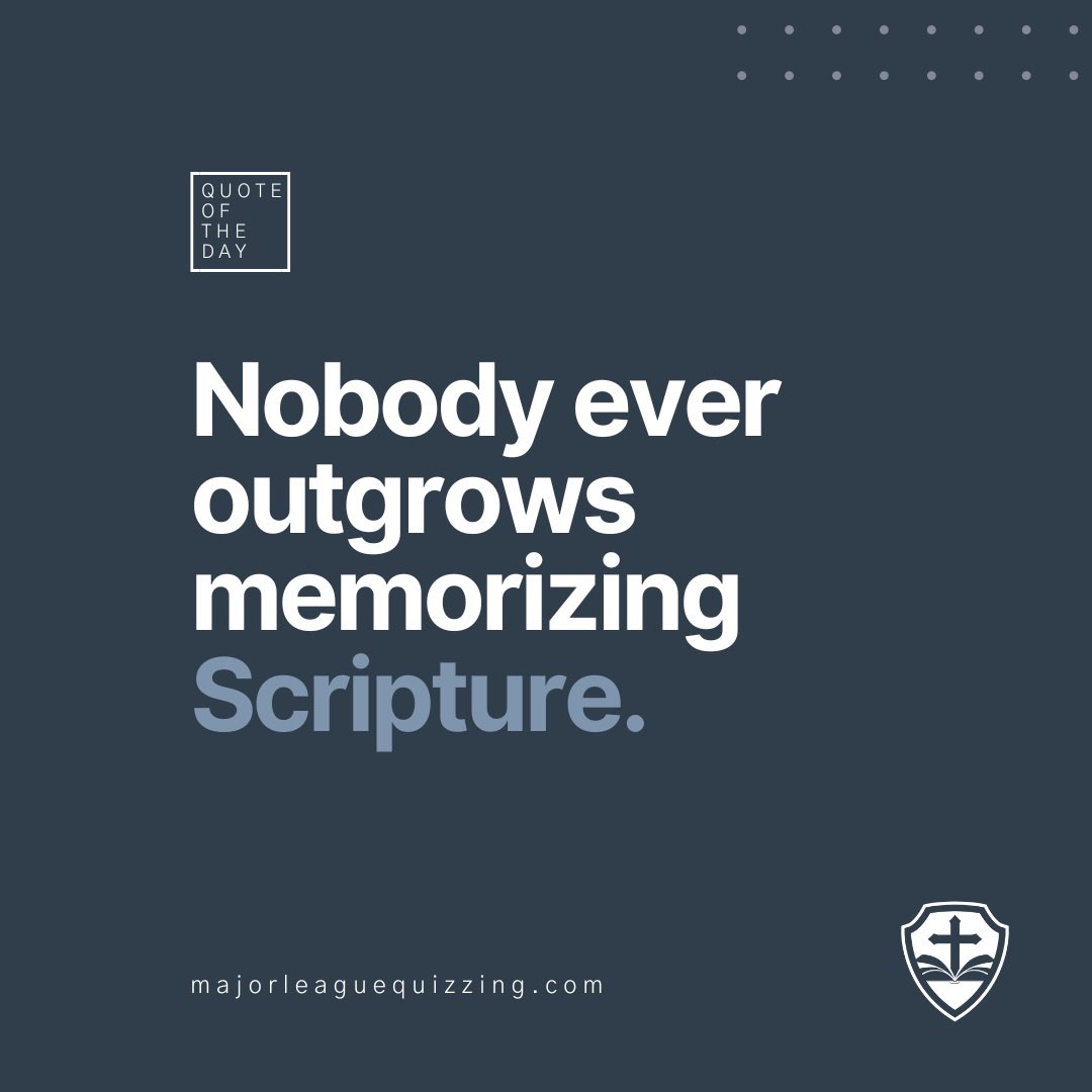 MLQuizzing's tweet image. Memorizing Scripture isn’t just for the youth!! It’s for EVERYONE!
God’s Words = Worth Memorizing