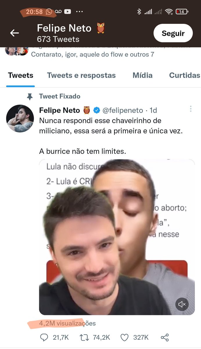 taoquei1's tweet photo. Nelipe feto, views de vídeos somados com artistes e velha mídia divulgando: 9 milhões de views.
Nikolas Ferreira, sozinho: 27,6 milhões de views.
Agora me diga, quem é insignificante?
A juventude entra numa nova era... https://t.co/pDxZnb6A8c