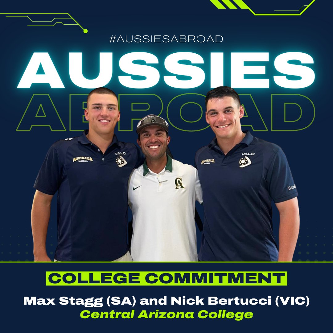 baseballcomau's tweet photo. CONGRATULATIONS Max Stagg &amp; Nick Bertucci who have committed to Central Arizona to begin their college baseball careers.  Central Arizona is the defending Junior College National Champions &amp; have won ✌️ of the last 3 Div 1 Junior College World Series #centralarizonabaseball https://t.co/hNNMsu1N3w