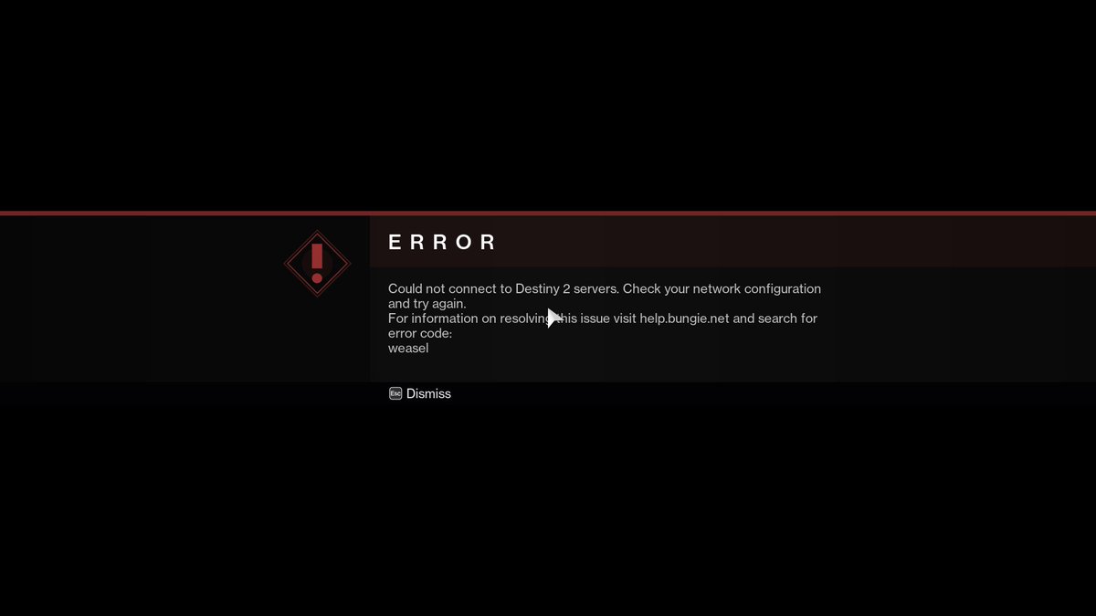 BoldGaming5's tweet photo. @BungieHelp um, I'm getting weasel for, what I can tell, no reason??? Is this a known issue?? @DirtyEffinHippy @A_dmg04 sorry for the late tag. I've reset my PC and my WiFi router and still nothing. https://t.co/J05Nxqvo5j