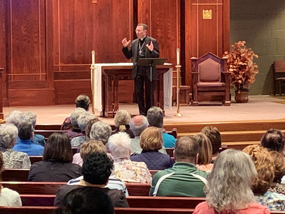 More than 160 people in person and more via livestream are listening tonight to Bishop Andrew Cozzens of <a href="/DioCrookston/">Diocese of Crookston</a> speak at OLV in Fergus Falls on “Living the Eucharistic Revival in our Lives” #EucharisticRevival