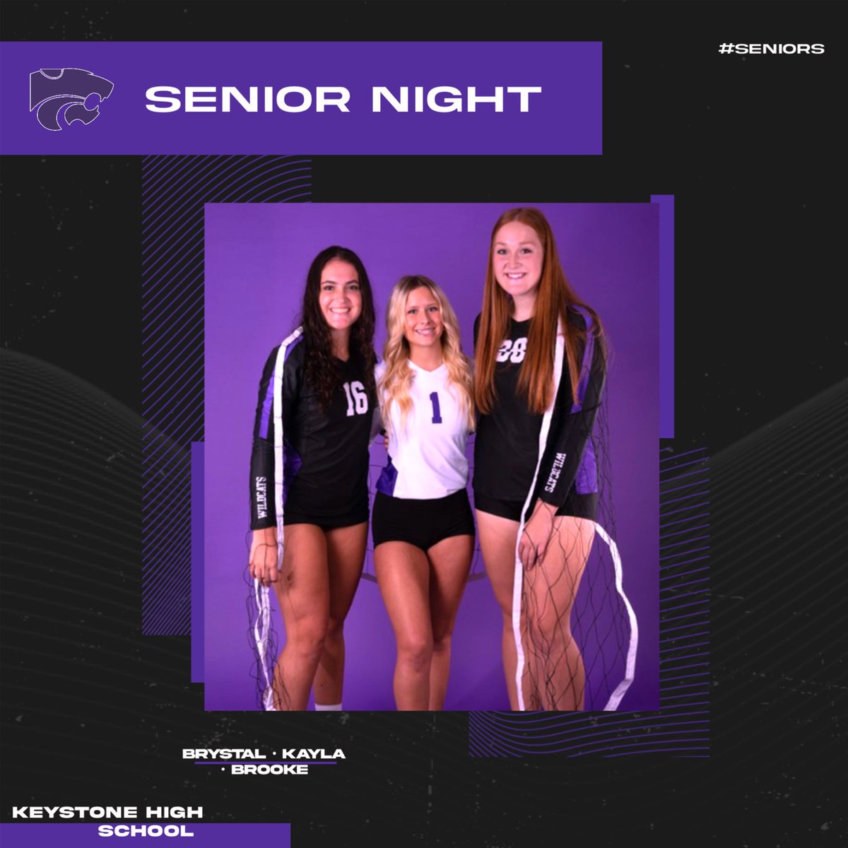 Keystone_VB_'s tweet photo. TOMORROW IS SENIOR NIGHT😈 come out and support your girls tomorrow VS. Clearview! 
JV will start at 5:30pm
Varsity warm up 
Announcement of Seniors with their parents 
Varsity match will begin! https://t.co/QNYB5lw352