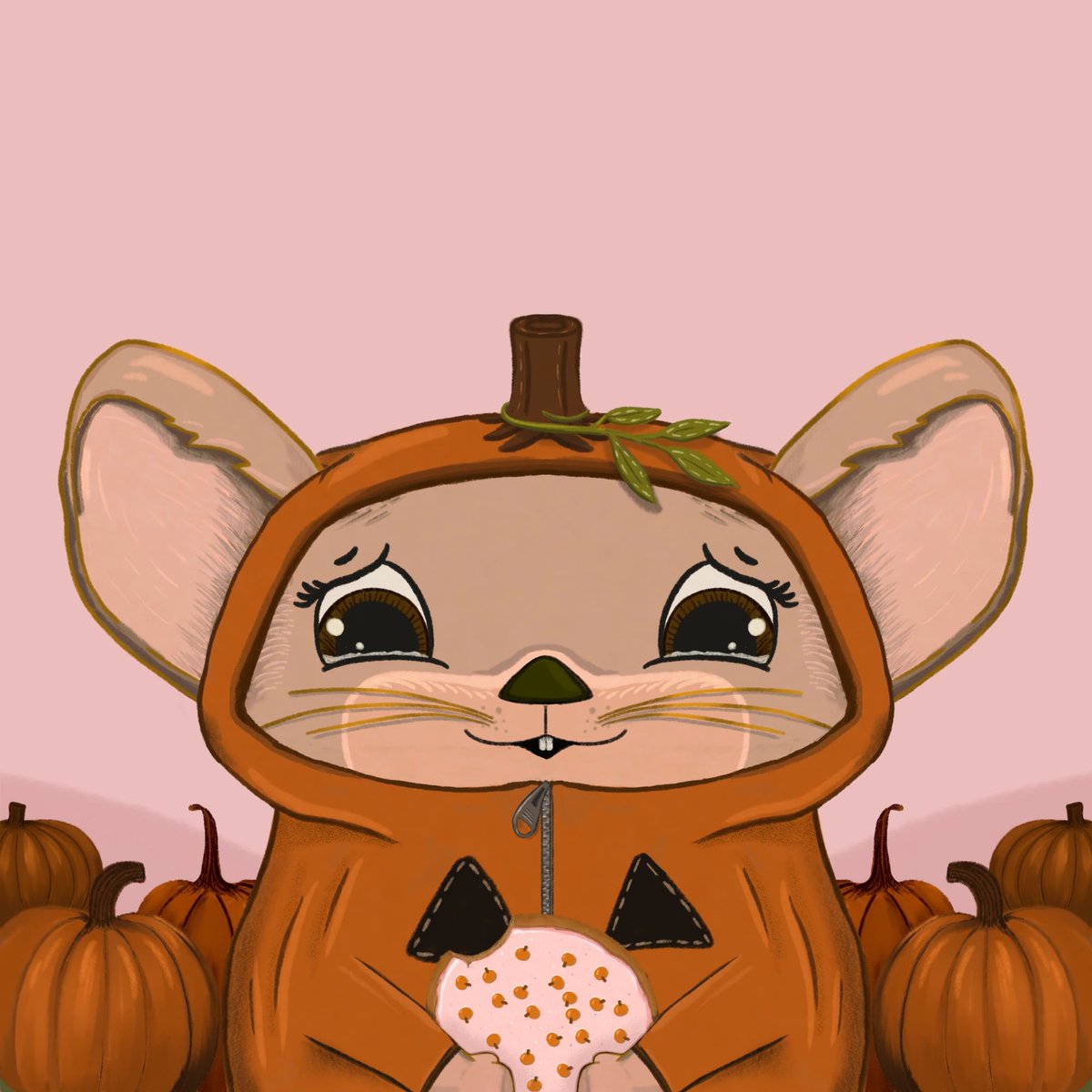 Lucky5Micah's tweet photo. Thanks to @sarah_script I'm now the proud owner of this Emotional Support mouse.

Pumpkin costume, pumpkin spice cookie, in a pumpkin patch. Has to be a grail, but will accept offers of 35Eth or higher. https://t.co/A5ER5YsfTW