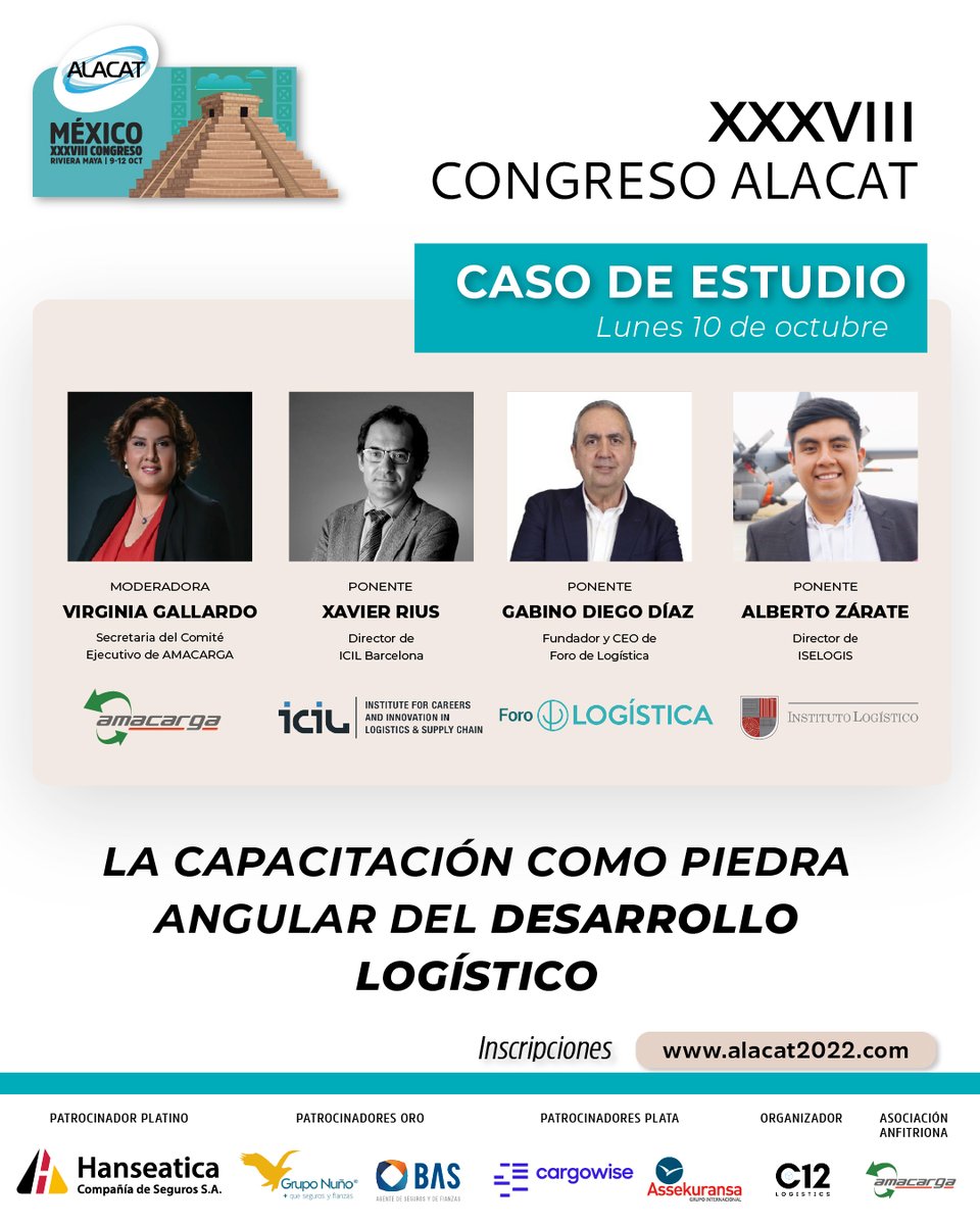 MUNDO_ALACAT's tweet photo. XXXVIII Congreso ALACAT
La capacitación como piedra angular del desarrollo logístico
🔵 Virginia Gallardo - Comité Ejecutivo @AMACARGA
🔵 Xavier Rius - Director de @icil_logistics
🔵 Gabino Diego Díaz – CEO de @forodelogistica
🔵 Alberto Zárate - Director de #ISELOGIS https://t.co/doqLTrEsBv