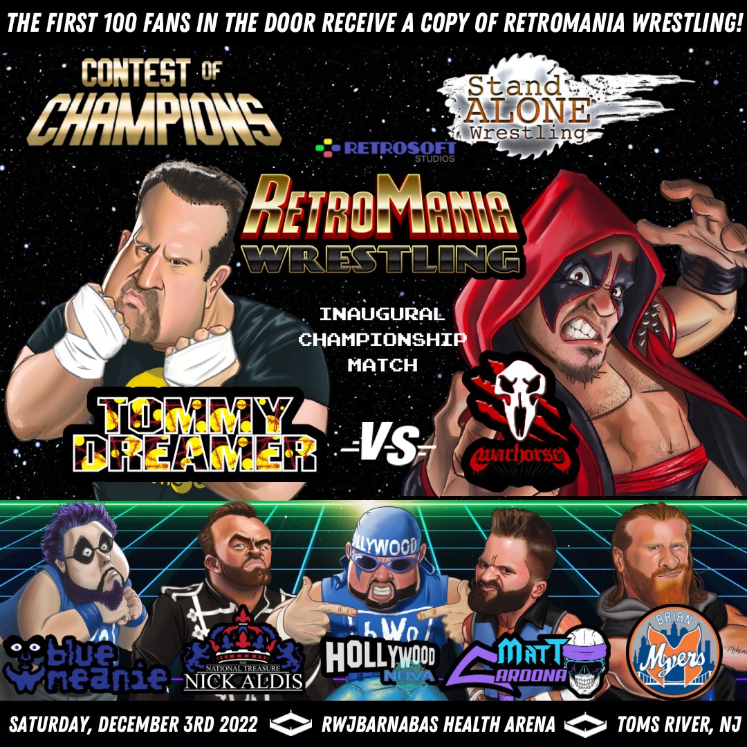 RetroMania Wrestling comes to life on December 3rd at Contest of Champions — the inaugural Champion will be crowned! ⤵️