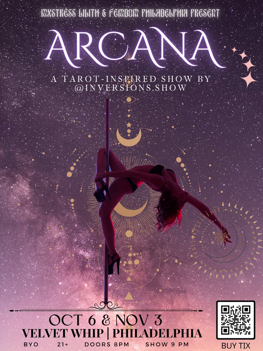 InversionsShow's tweet photo. TOMORROW is the night ✨ Last chance to snag tix to ARCANA @velvetwhipphila they’re selling fast! It’s going to be a full house and mystical magical evening. Kick off spooky szn and #outfest weekend in Philly with us 🌛https://t.co/LDrpdX6j1U https://t.co/tatCtC5cSC