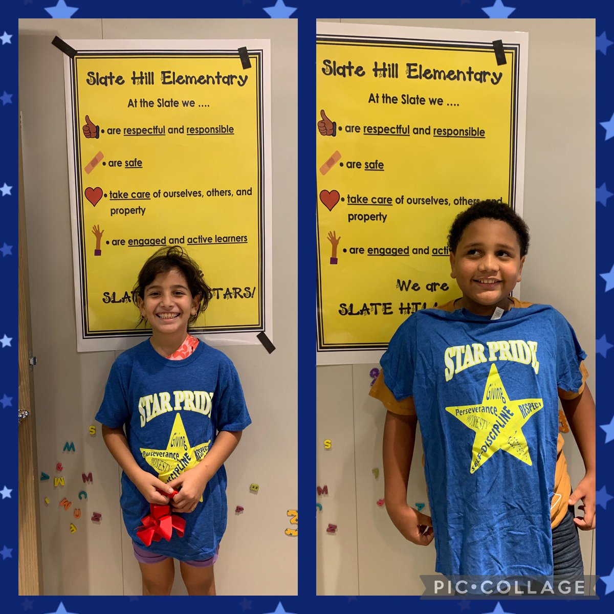 SlateHillStars's tweet photo. Check out these Slate Hill Star ⭐️ Students! We are so proud of how they follow our expectations and are a positive role model for other students! #positivephonecallhome #theSlate #itsworthit https://t.co/CJHYrNXhI4