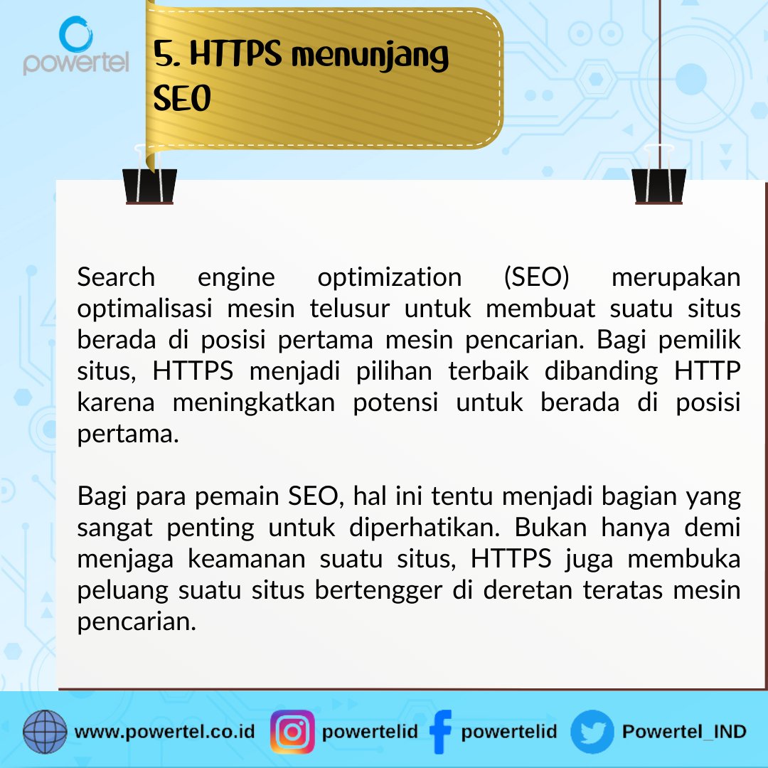 Powertel_IND's tweet photo. Fakta Menarik HTTPS, Bikin Situs Lebih Terjamin?

#infointernet #website #https #seputarinternet #infowebsite  #usersecurity #websitekekinian #situsaman #situsamandanterpercaya #jaluraman #situsresmi #faktamenarik  #trendkekinian #hypertexttransferprotocolsecure #powertelid https://t.co/TuUJjOXSbj