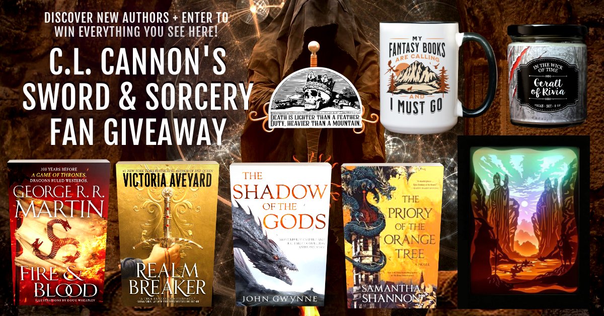 🧙‍♂️Where are my #Fantasy readers? This #SwordAndSorcery giveaway is epic! 🧙‍♂️
⚔️ Enter: bit.ly/snsfans ⚔️
🏰 #Win #FireAndBlood, #Realmbreaker, #TheShadowOfTheGods, &amp; #PrioryOfTheOrangeTree + #LordOfTheRings lightbox, Geralt candle, Fantasy mug, &amp; Wheel of Time magnet!🏰