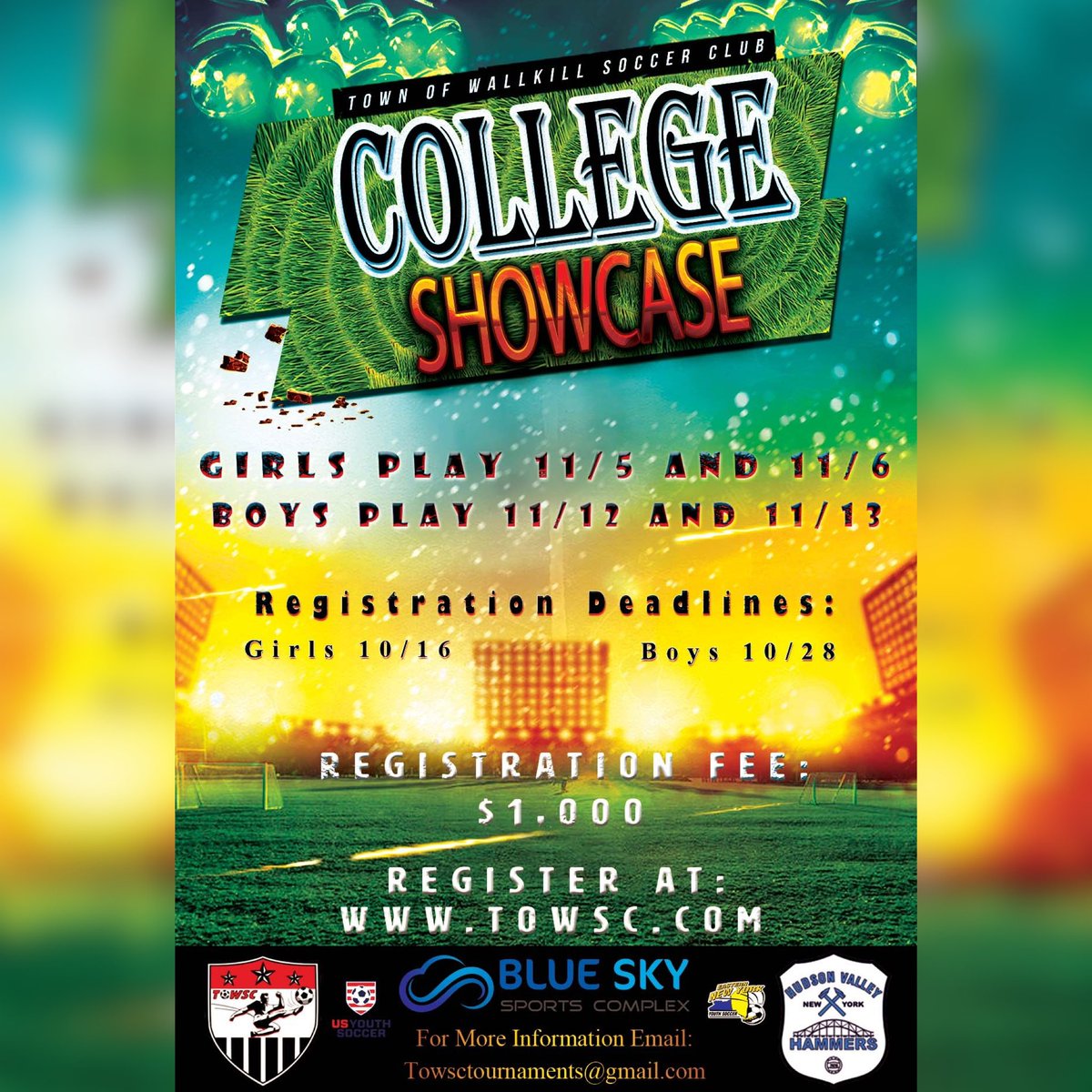 TOWSOCCERCLUB's tweet photo. TOWSC #collegeshowcase #recruit #soccer #showcase #tournament #youthsoccer https://t.co/j9bypurs0E