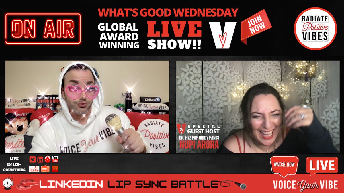 VoiceYourVibe's tweet photo. WE’RE FIZZ POP GIDDY PANTS READY!!✨😂 See you 🔴 LIVE in 5 MINS🖐 Positive Vibe Tribe!! IT'S WHAT'S GOOD WEDNESDAY LIVE E233!!👉 https://t.co/7DxQ1szhDu

#whatsgoodwednesday #voiceyourvibe #radiatepositivevibes #radiatingreal #chickwiththetoolbelt #fizzessence https://t.co/OzoBwvAlwf