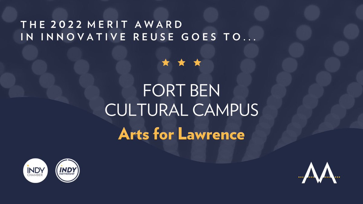 IndyChamber's tweet photo. Congratulations, @ArtsForLawrence! The organization is this year’s #MeritAward winner in the #InnovativeReuse category for its work on the @FortBen_IN campus.
#MonumentalAwards | @IndyPartnership https://t.co/8ovMFwzZY7
