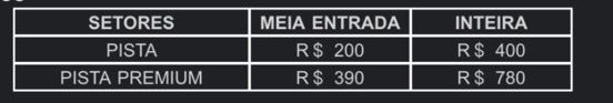 paramorebrasil's tweet photo. Valores para São Paulo: 

• Pista: R$ 200 (meia) / R$ 400 (inteira) 
• Premium: R$ 390 (meia) / R$ 780 (inteira) 

Capacidade: 18 mil pessoas https://t.co/LFlvObnZJS