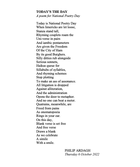 PhilipArdagh's tweet photo. It's #NationalPoetryDay in the UK! @PoetryZone @PoetrySociety @PieCorbett @TheDirigible @IMcMillan @MichaelRosenYes @Booktrust @MacmillanKidsUK @readingagency https://t.co/xiYa4R7GLN
