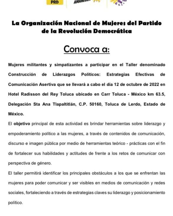 irenemontielglz's tweet photo. Desde la Organización Nacional de Mujeres del PRD te invitamos al taller dirigido a mujeres militantes y simpatizantes.
#MujeresDelSol #JuntasSomosMasFuertes 💜💛 https://t.co/vyz3K7GPjU