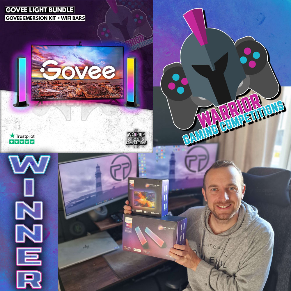 Warrior_comps's tweet photo. Want to be like Plymmatt Plays and be a #WGC winner? Matthew Reed won the Govee Immersion Bundle much to the envy of many. 

£𝟭𝟬𝟬𝟬 𝗧𝗔𝗫 𝗙𝗥𝗘𝗘 𝗖𝗔𝗦𝗛 is still up for grabs with Instant Wins too! 
https://t.co/ByQkEmpEe6 https://t.co/EEhVcHS4Ff