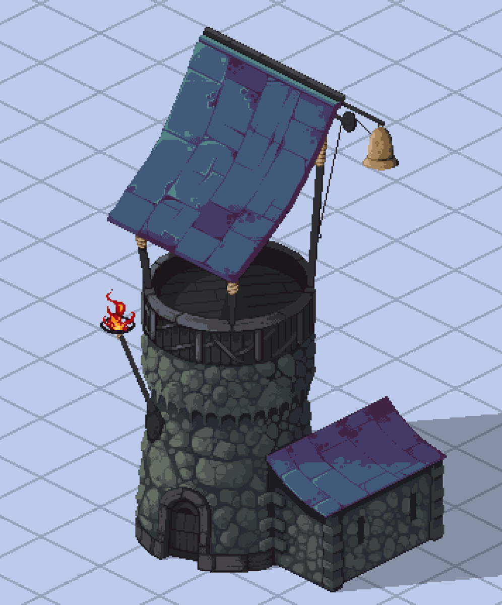 #isometric watchtower

Also, check out artstation.com/swart17, the concept artist for these buildings

#pixelart