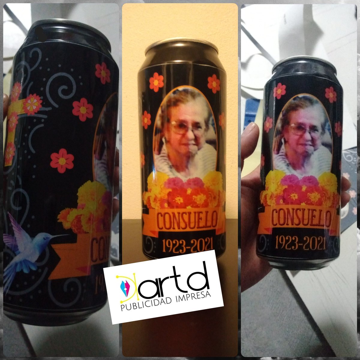 tathidamian's tweet photo. Lata cerveza cempasúchil personalizada. Llámanos! https://t.co/6NSktBKspn #artdpi #DiaDeMuertos https://t.co/XGP44MZFjl