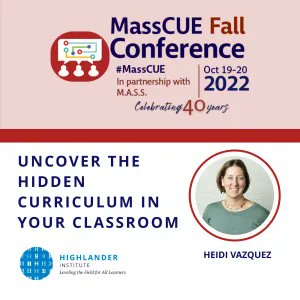 hvazquez14's tweet photo. Going to @MassCUE? I'll be there Wed 10/19 for Uncover the Hidden Curriculum https://t.co/x6uUwYB8Ws. Hope to see you there! Check out @HighlanderInst sessions in the next few weeks: https://t.co/HEFu5Bt2vL @Aurora_Inst @RIDeptEd #FUSERI #FUSEMA #NextEducationWorkforce https://t.co/aAE7Nd6dLm