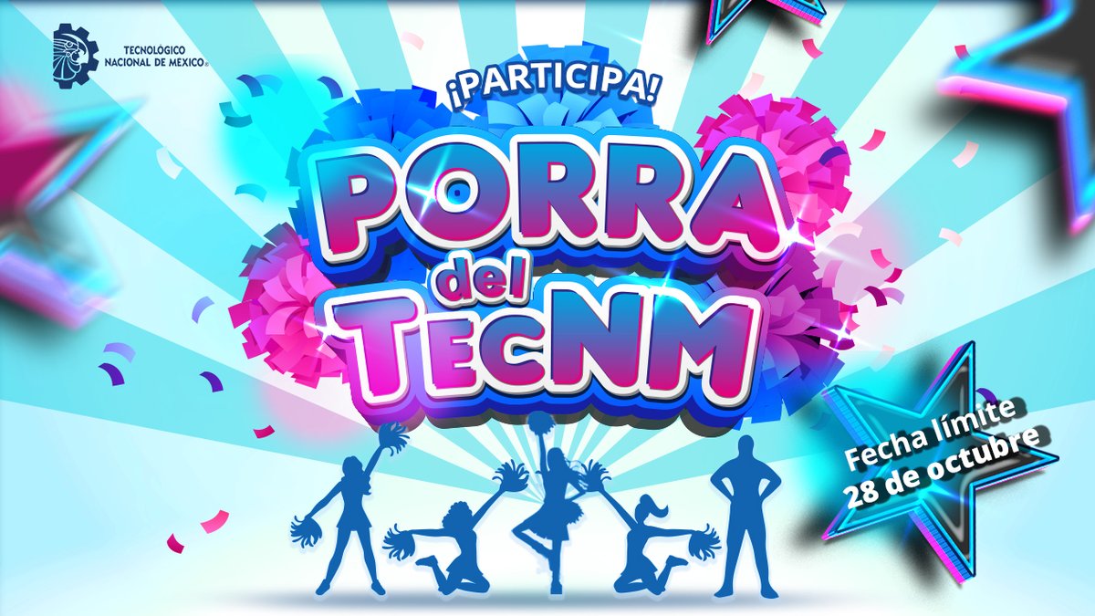 TecNM_MX's tweet photo. #ElTecNMInforma
Participa en la creación de la porra del #TecNM, aún tienes hasta el 28 de octubre para registrar tu propuesta.

Sé el creador de la mejor porra institucional.

Más información👉 https://t.co/gnrshnl8wK
#ComunidadTecNM #TodosSomosTecNM https://t.co/Ge4KKi6PbB