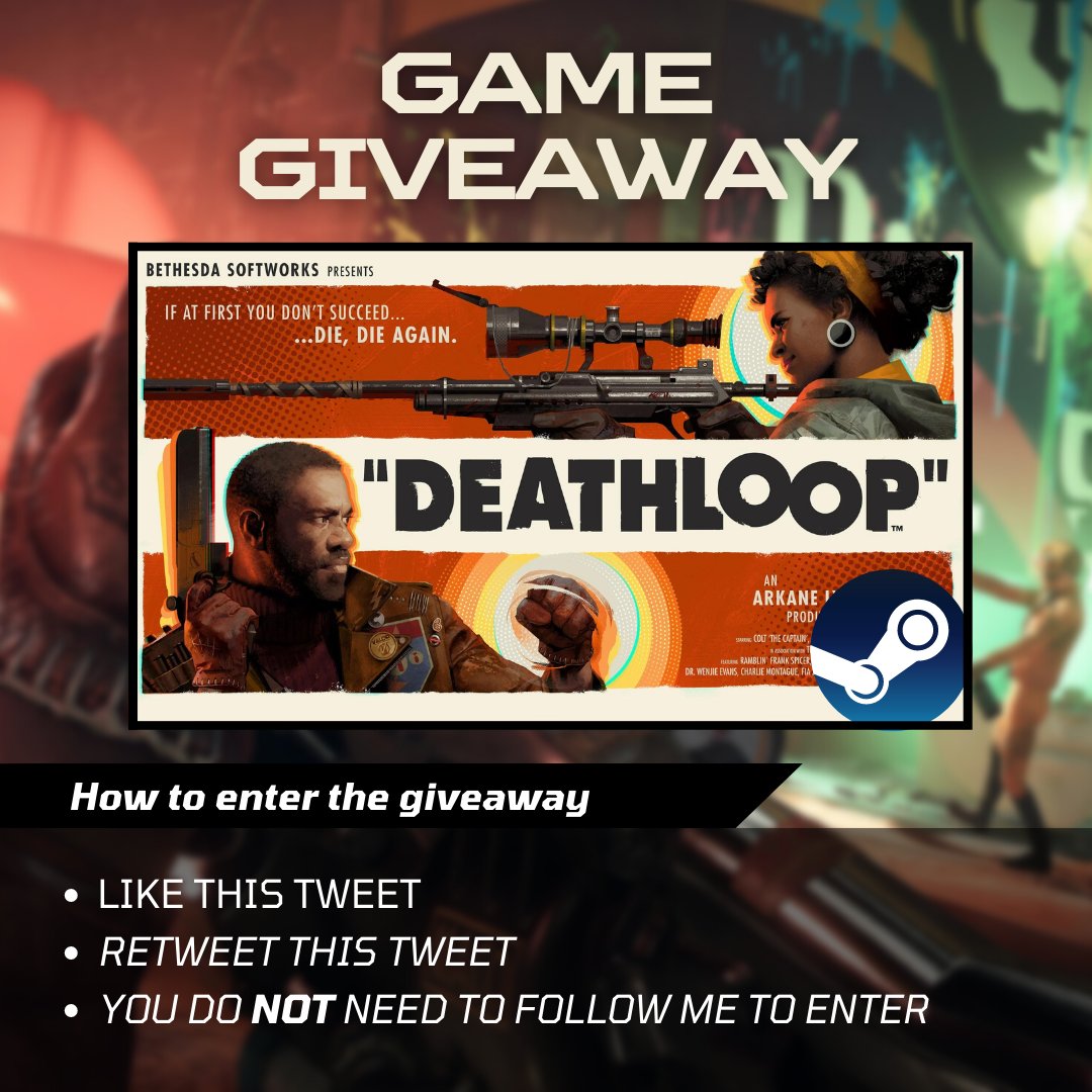 NeddyOrNot's tweet photo. GAME GIVEAWAY!

Want to win the STEAM version of DEATHLOOP?

To Enter: LIKE and RETWEET. You do NOT need to follow me to enter. 

Winner announced at 100 entries or when entries stop. 

Your DMs need to be open to receive the code to download the game. https://t.co/gqSkXIBs1p