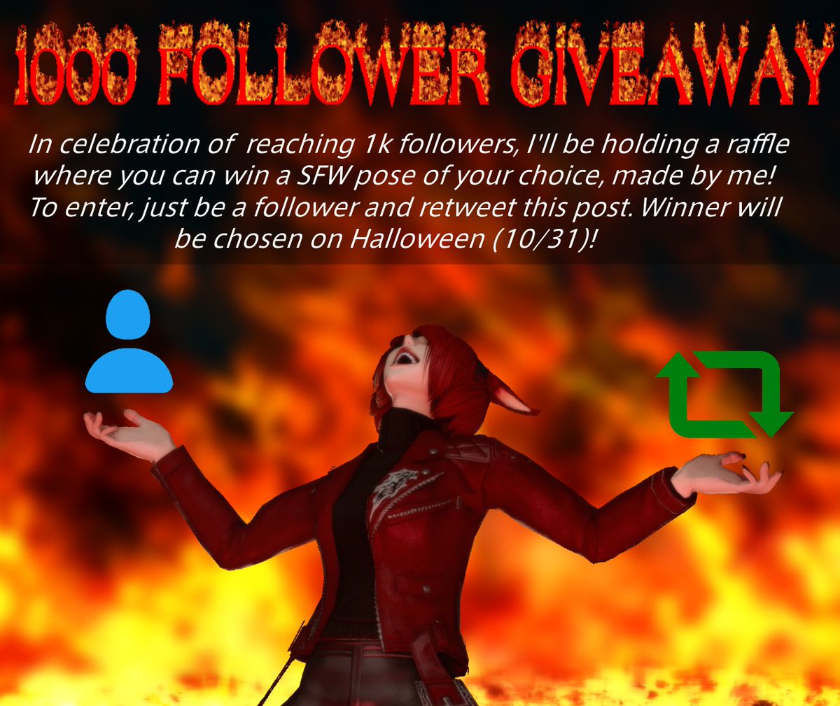🔥THANK YOU ALL FOR 1000 FOLLOWERS!🔥

To celebrate it, I'm doing a raffle! Details are in the picture.

Raffle winner will be chosen on 10/31 🎃