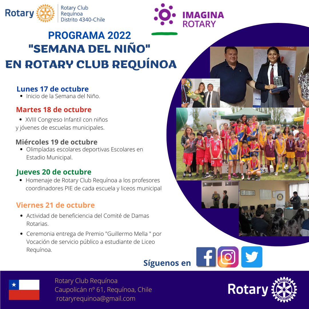 RRequinoa's tweet photo. Programa de la Semana del Niño de Rotary Club Requínoa, evento único en el mundo y exclusivo de los clubes rotarios de Chile 🇨🇱 https://t.co/HM5Ok7snQA