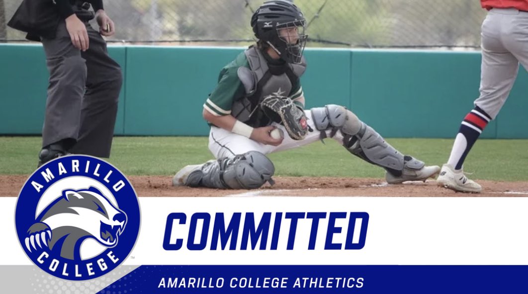 I’m excited to announce my commitment to further my academic and baseball career at Amarillo College!
<a href="/ACBaseball806/">Amarillo College Baseball</a> <a href="/CoachRains20/">Brandon Rains</a> <a href="/jakezettel9/">Jake Zettel</a> <a href="/TrailBlazerBB/">LTHS Trail Blazer Baseball</a> @CoachStoryLT <a href="/olapekim/">olapekim</a> <a href="/wirwin01/">Billy Irwin</a> <a href="/DulinsTX/">Dulins Dodgers (TX)</a>
