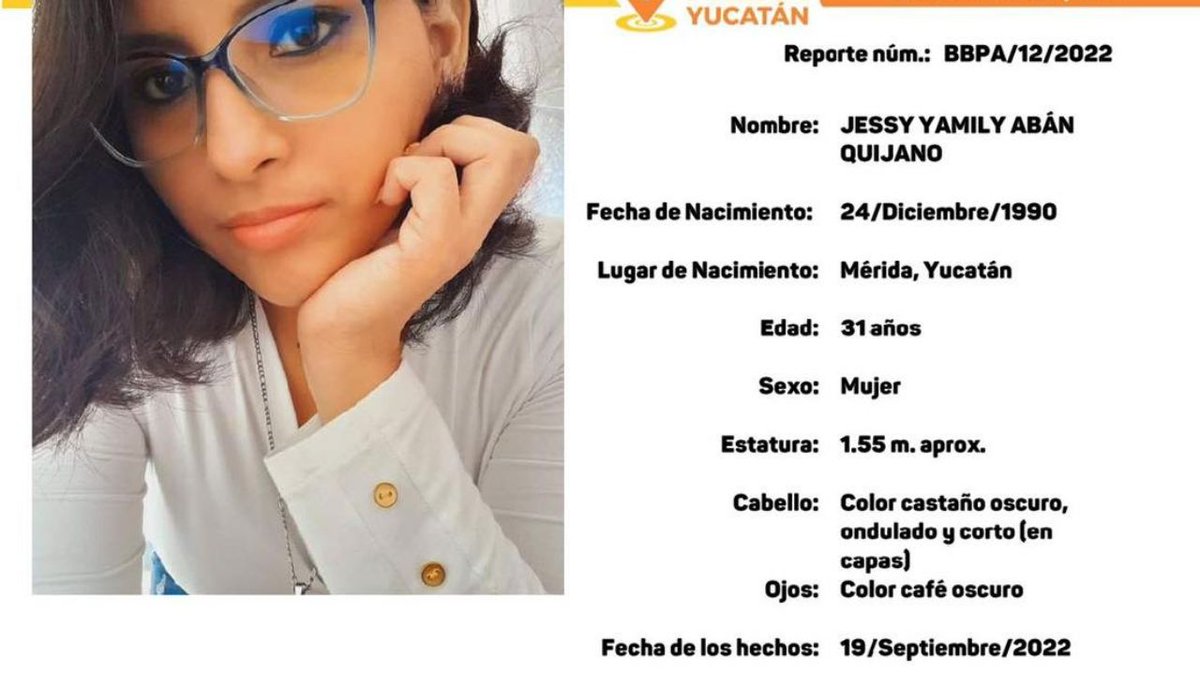 DiariodeYucatan's tweet photo. ⚡ Protocolo Alba Yucatán: Desaparece Jessy Yamily Abán Quijano, en Mérida https://t.co/wPzBK0USRT https://t.co/xK8ATsBd7t