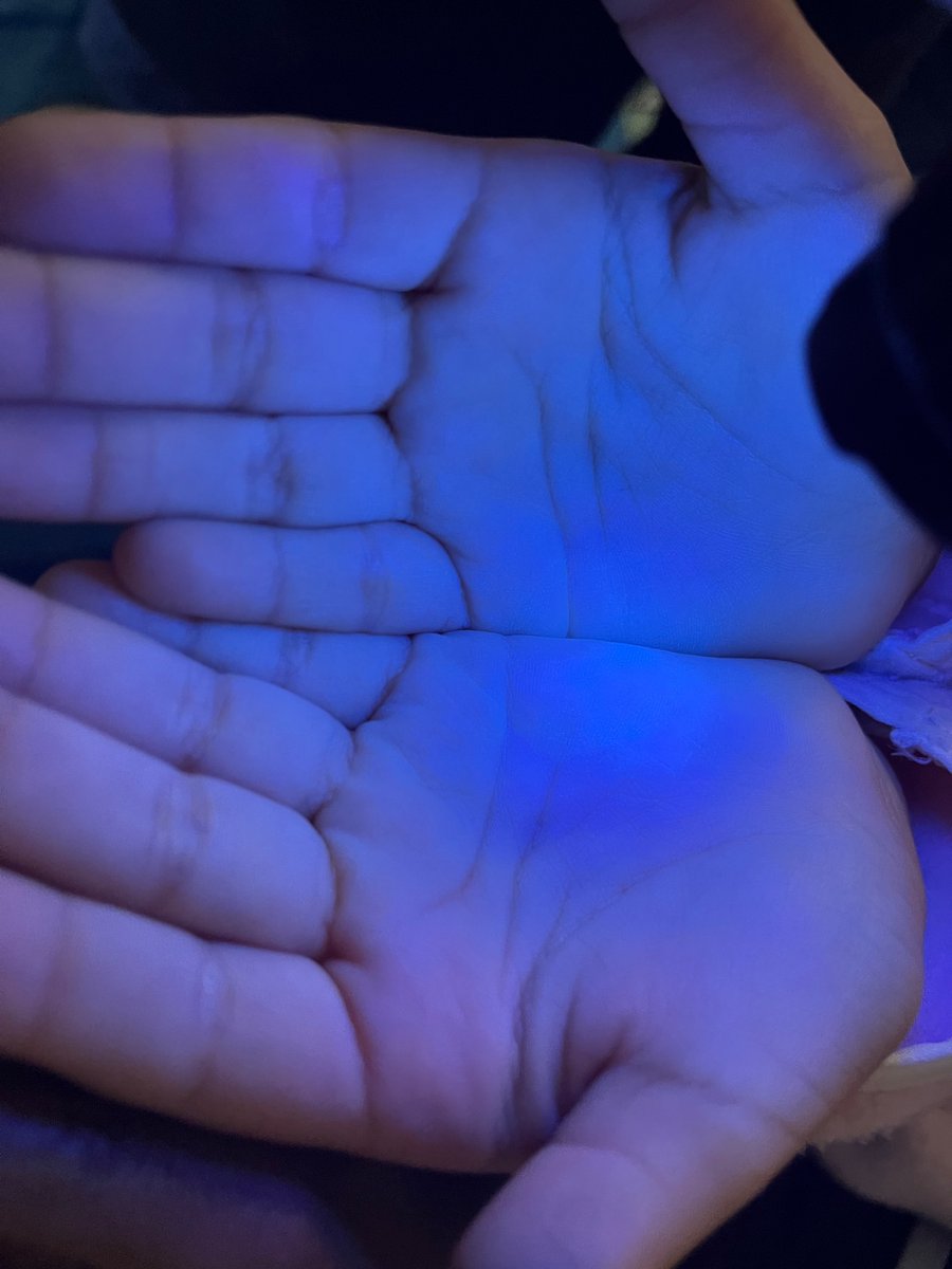 NurseEsmeee's tweet photo. Just because we don’t see them, doesn’t mean they’re not there! 🧫🔬 Staying germ free by practicing proper hand hygiene. 🧼 Our friends passed the glo germ simulation! Awesome job! @GrayES_AISD #GrayEagles #OneJourney #ManyPaths #AldineConnected https://t.co/n8F2QMsQdD