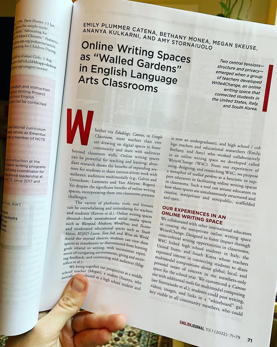 Look what came in the mail today! Loved collaborating with <a href="/emplumC/">Emily Claire</a>, Megan, Ananya, and @amystorn on this piece. Thanks <a href="/ncte/">National Council of Teachers of English (NCTE)</a> for publishing!