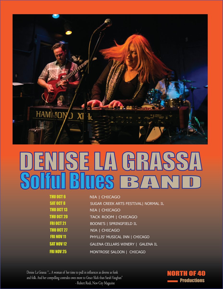 deniselagrassa's tweet photo. Things are happening. Excited about the momentum of the band. Next up: 

Thu | @NiaRestaurant 
Sat |  Sugar Creek Arts Fest

Thanks for coming to the shows, please feel free to pass this on. https://t.co/v4xsx1dih7