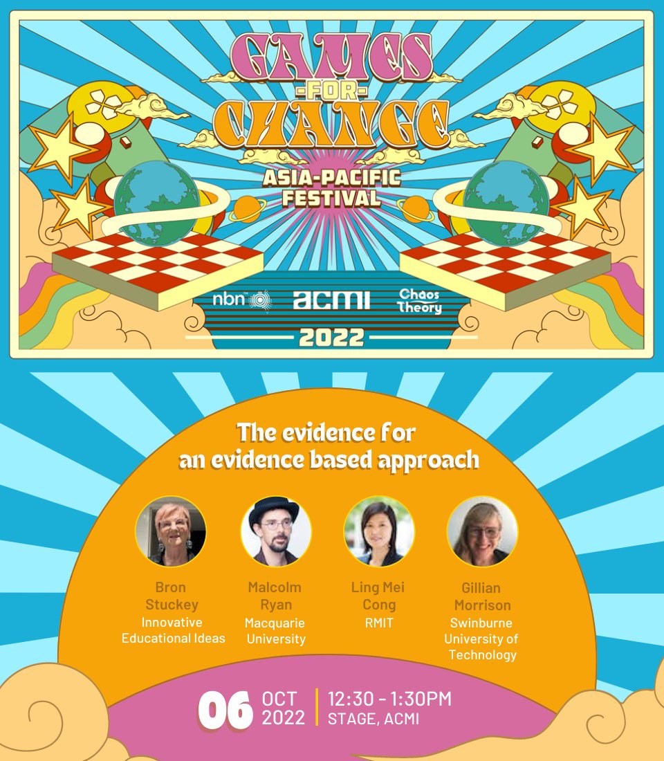 g4capac's tweet image. “The evidence for an evidence based approach” #G4CAPAC panel is starting now! 

Excited to hear from @BronSt, @Macquarie_Uni, @Swinburne and @RMIT 🎮✨

Live at ACMI and you can also join online here: hopin.com/events/games-f… #MIGW22