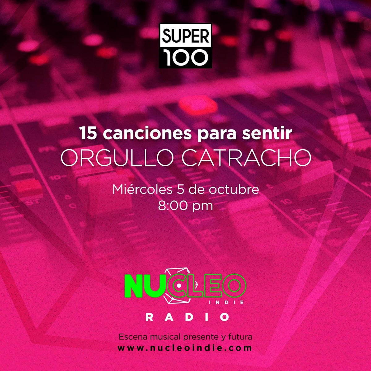 Hoy #nucleoindieradio te presenta un programa especial en conmemoración a las fiestas morazánicas y sobre todo que podás "Sentir el orgullo catracho". 🎉💯👌 ¡feliz descanso! 

Sintoniza a las 8:00 PM por la radio Super 100 - 100.1 FM