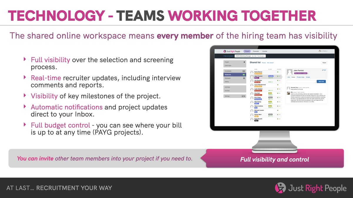 JustRightPeople's tweet photo. RECRUITMENT WITH A DIFFERENCE - Our unique online project management platform is designed to give you super powers of collaboration on your hiring project. https://t.co/MRhvkTTj9N