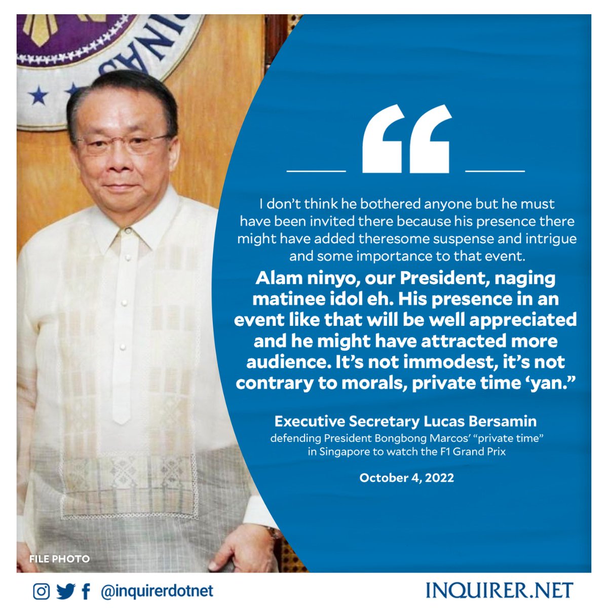 godfatherJK5's tweet photo. "Alam ninyo, our President, naging matinee idol eh." - Lucas
May kakumpetensya na si Migz sa pagka... . 🤣
#Himod
#Higop
#SpinDoctor https://t.co/xDV5wkYdjH